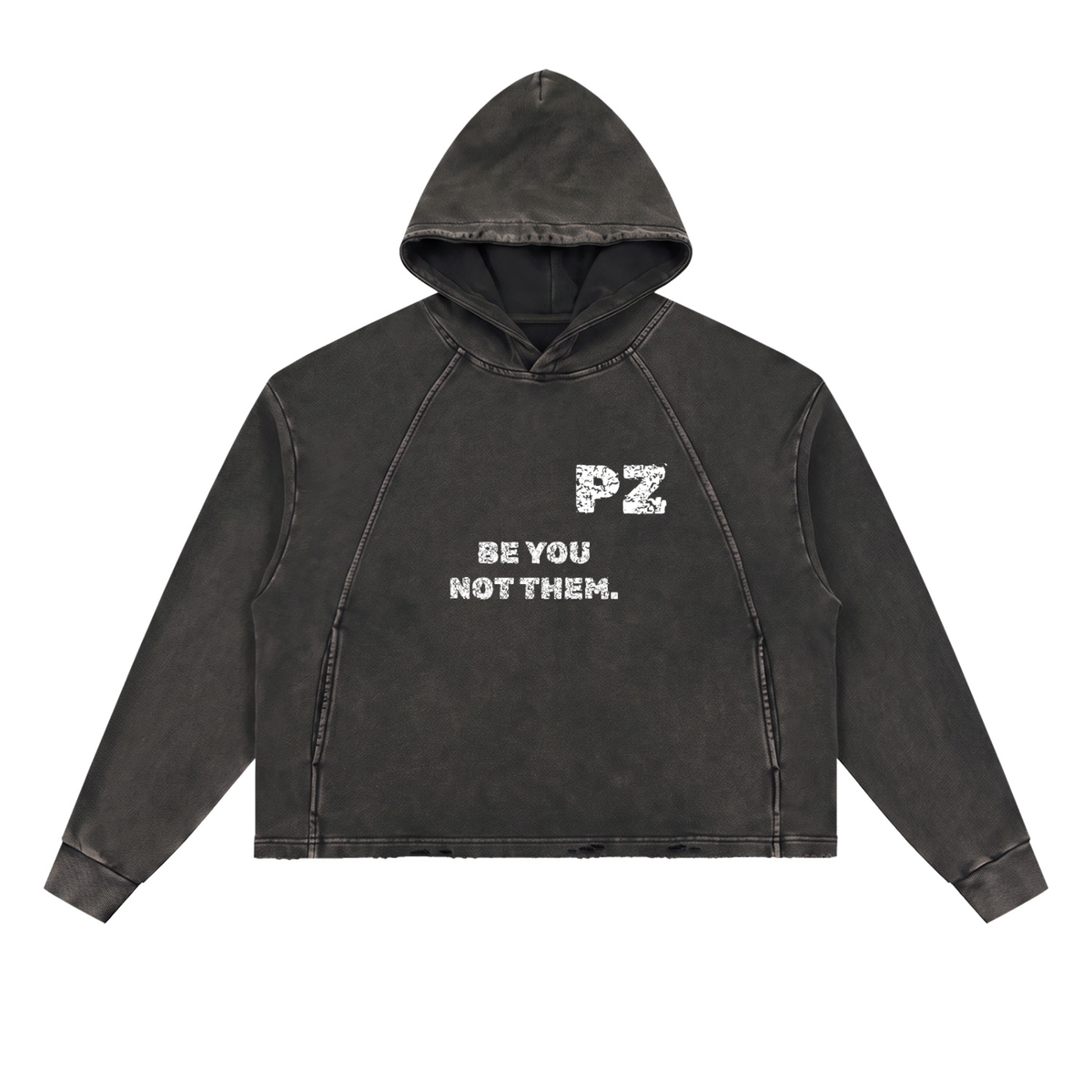 Vintage Washed Frayed-Hem Hoodie