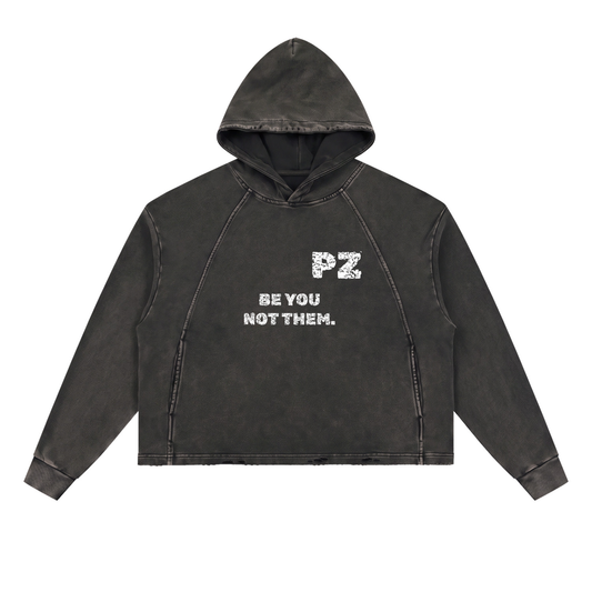 Vintage Washed Frayed-Hem Hoodie
