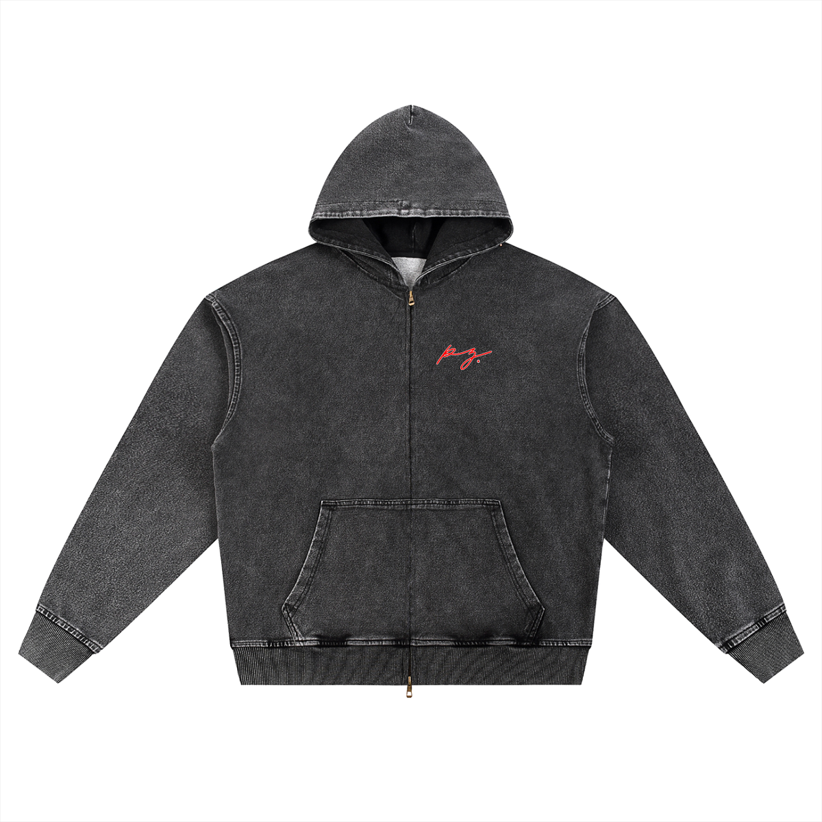 Snow Wash Oversized Zip-Up Hoodie