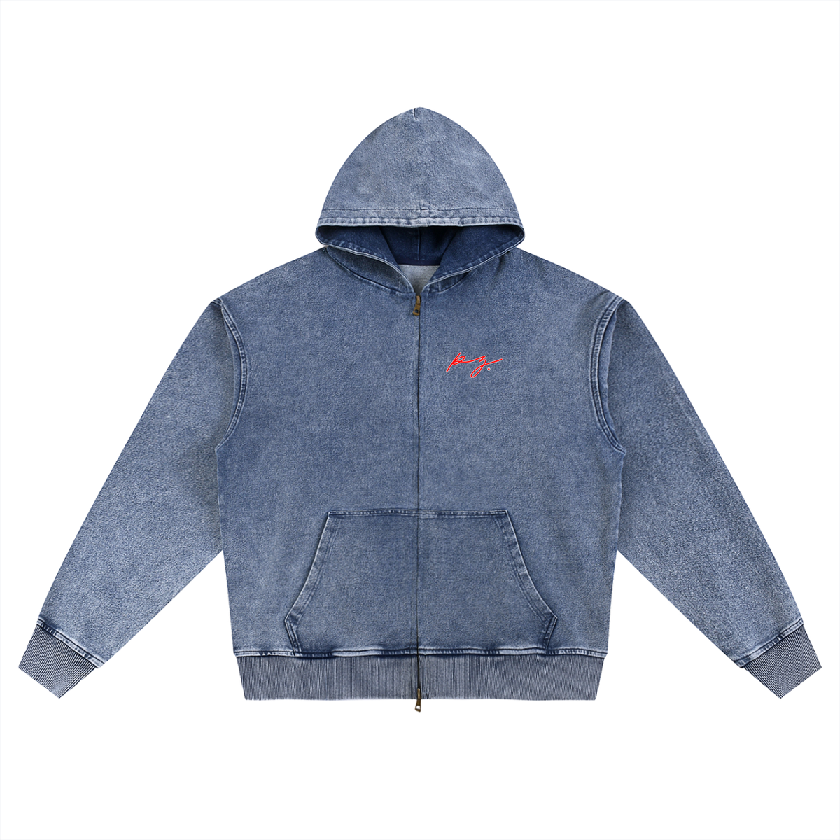 Snow Wash Oversized Zip-Up Hoodie