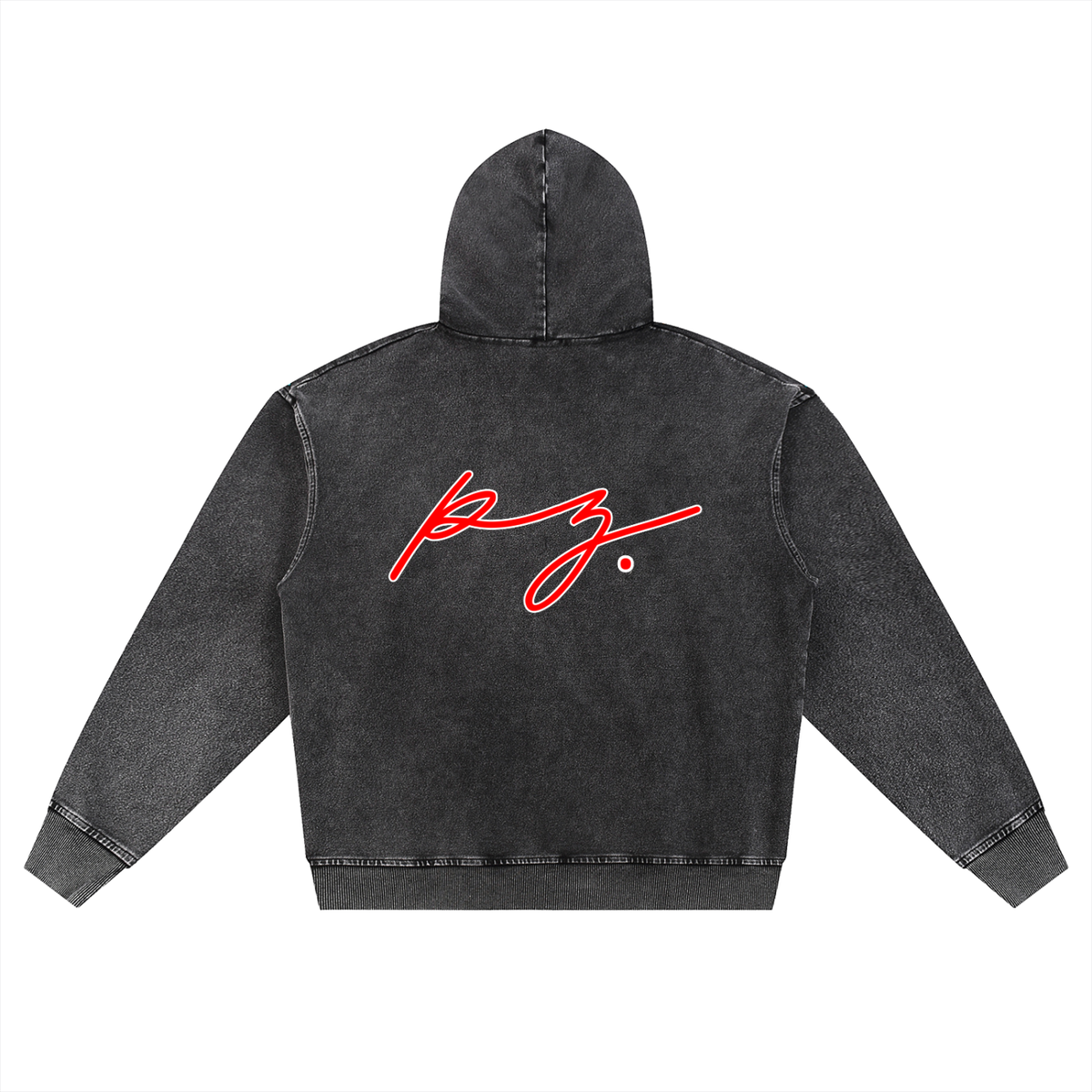 Snow Wash Oversized Zip-Up Hoodie